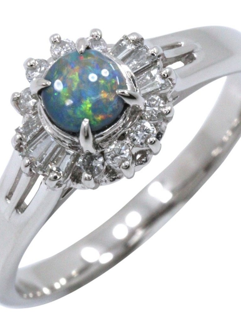Ring Pt900platinum/Opal/Diamond #6.0(Us Size) 4.0g Women — image 8 of 8